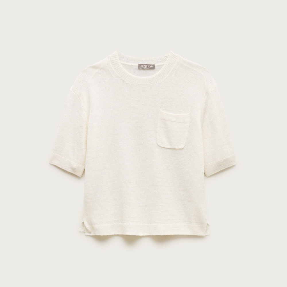 J.Crew Relaxed pocket sweater-tee Linen Blend Ivory Small NWT